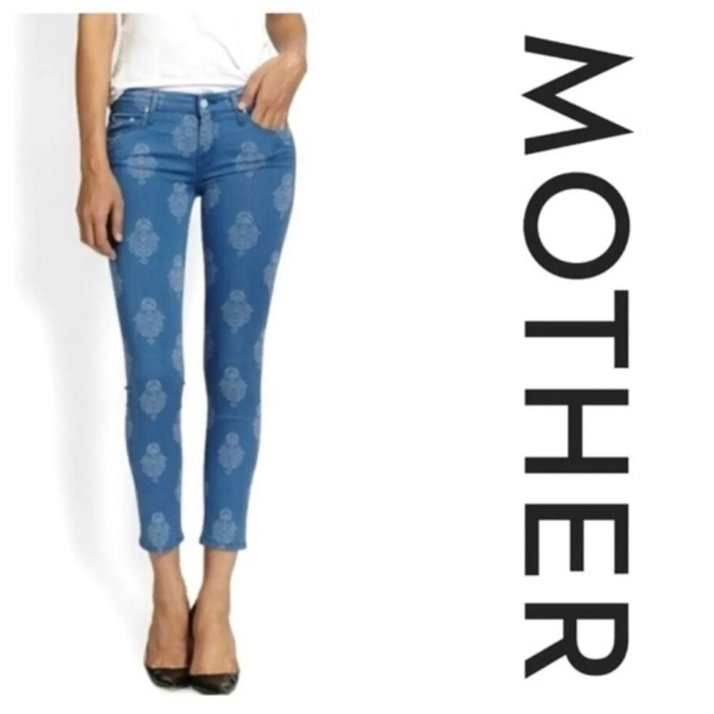 Mother Denim The Looker Skinny Crop Jeans Lamp In The Desert Blue Size 26